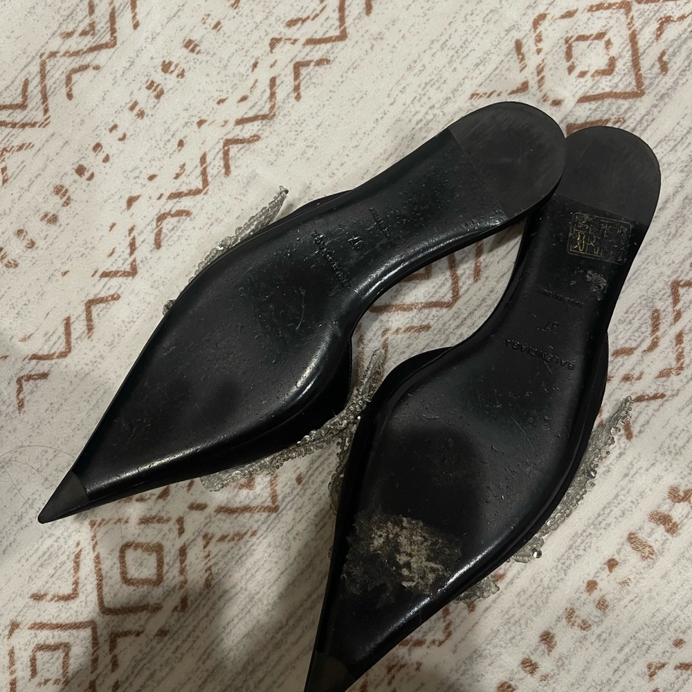 Balenciaga Satin Sequin Embellished Slash Slippers - Picture 7 of 7